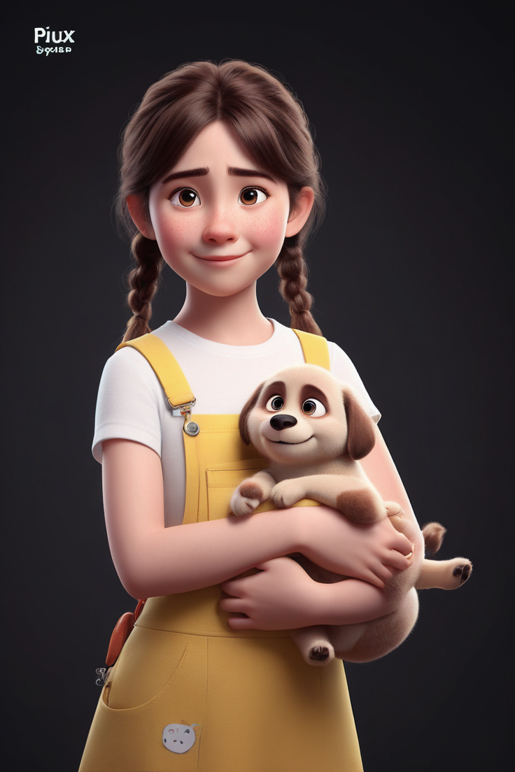 Pixar style cute girl, no poster, Portrait, no poster text