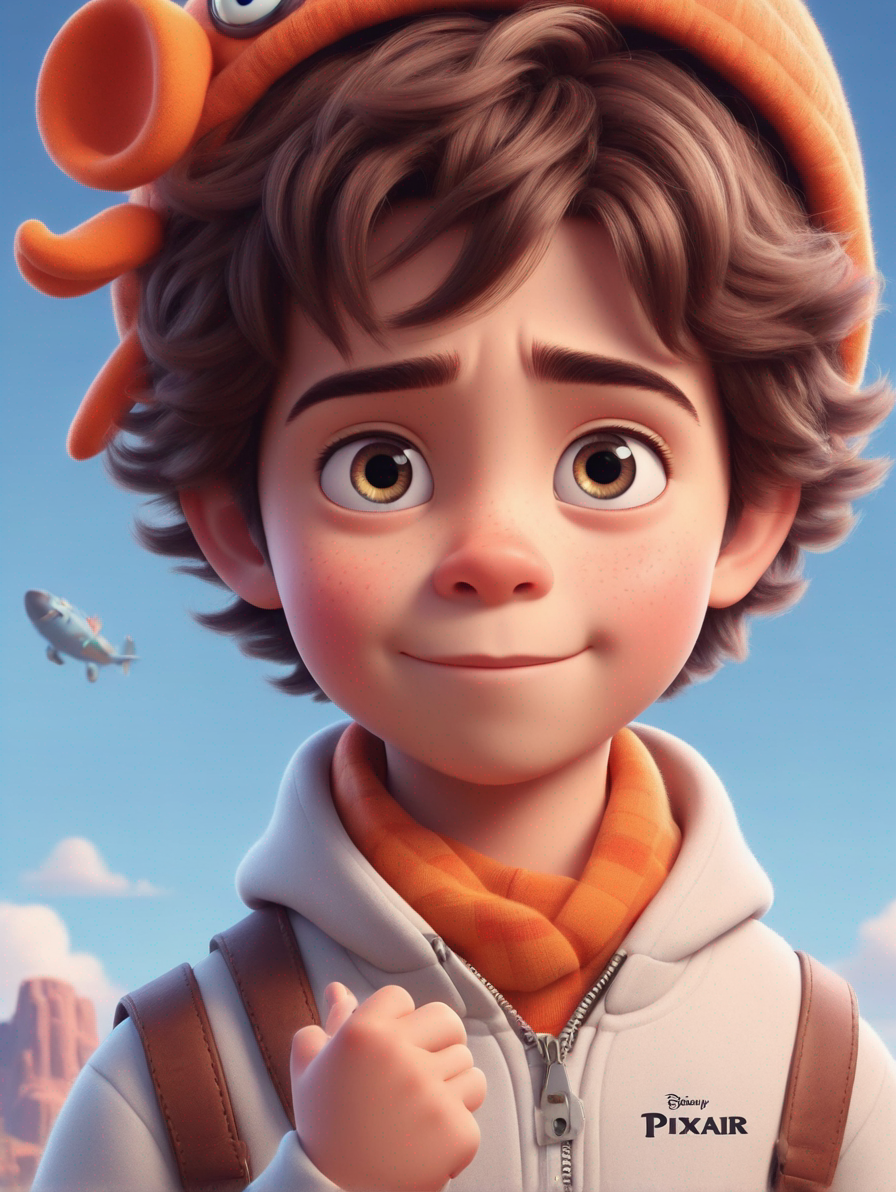 a cute boy in the style of Pixar, no poster, Portrait, no poster text 