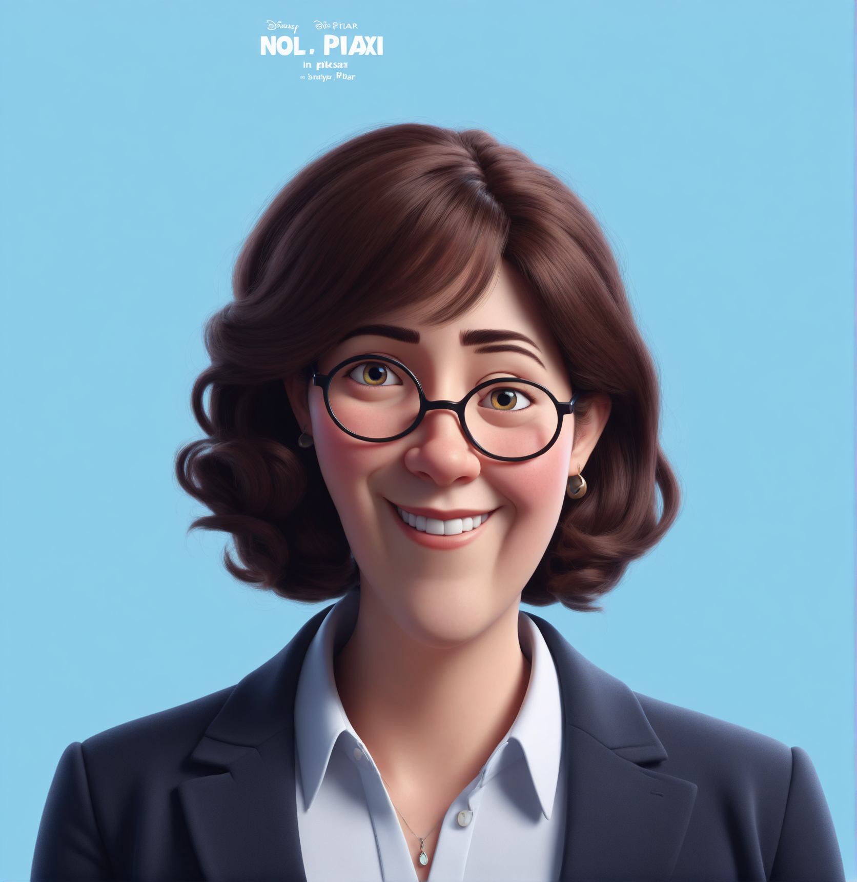 an office lady in the style of Pixar, no poster, Portrait, no poster text 