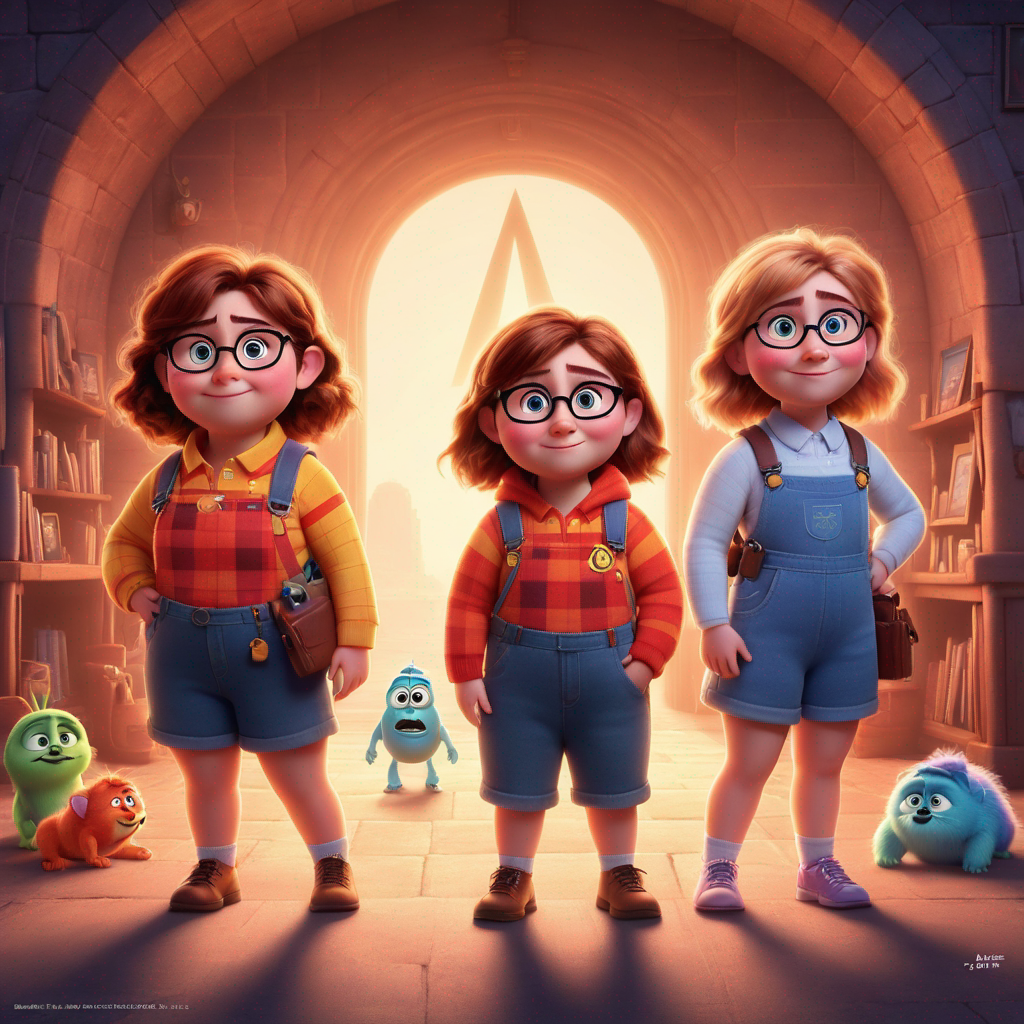 Three girls in the style of Pixar