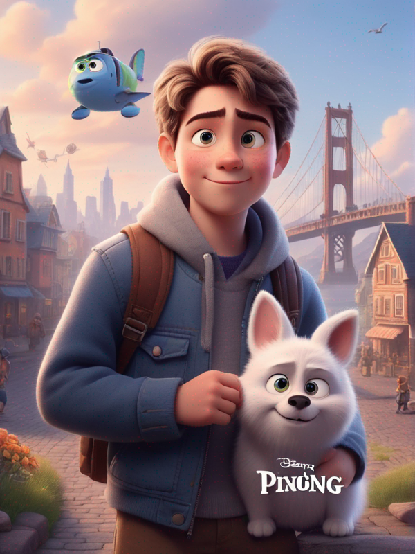 a cute boy in the style of Pixar, no poster, Portrait, no poster text 