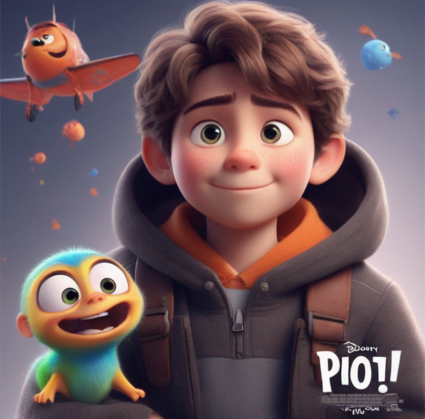 a cute boy in the style of Pixar, no poster, Portrait, no poster text 