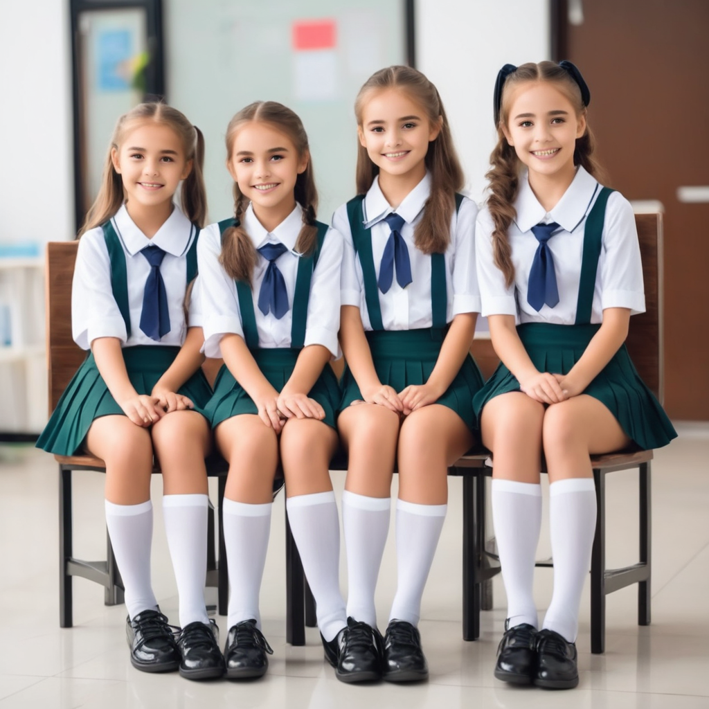 Cute girls sitting in school classes withouth their uniform skirts