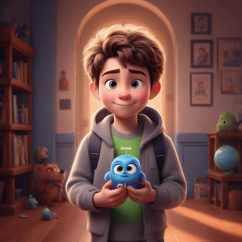 a cute boy in the style of Pixar, no poster, Portrait, no poster text 