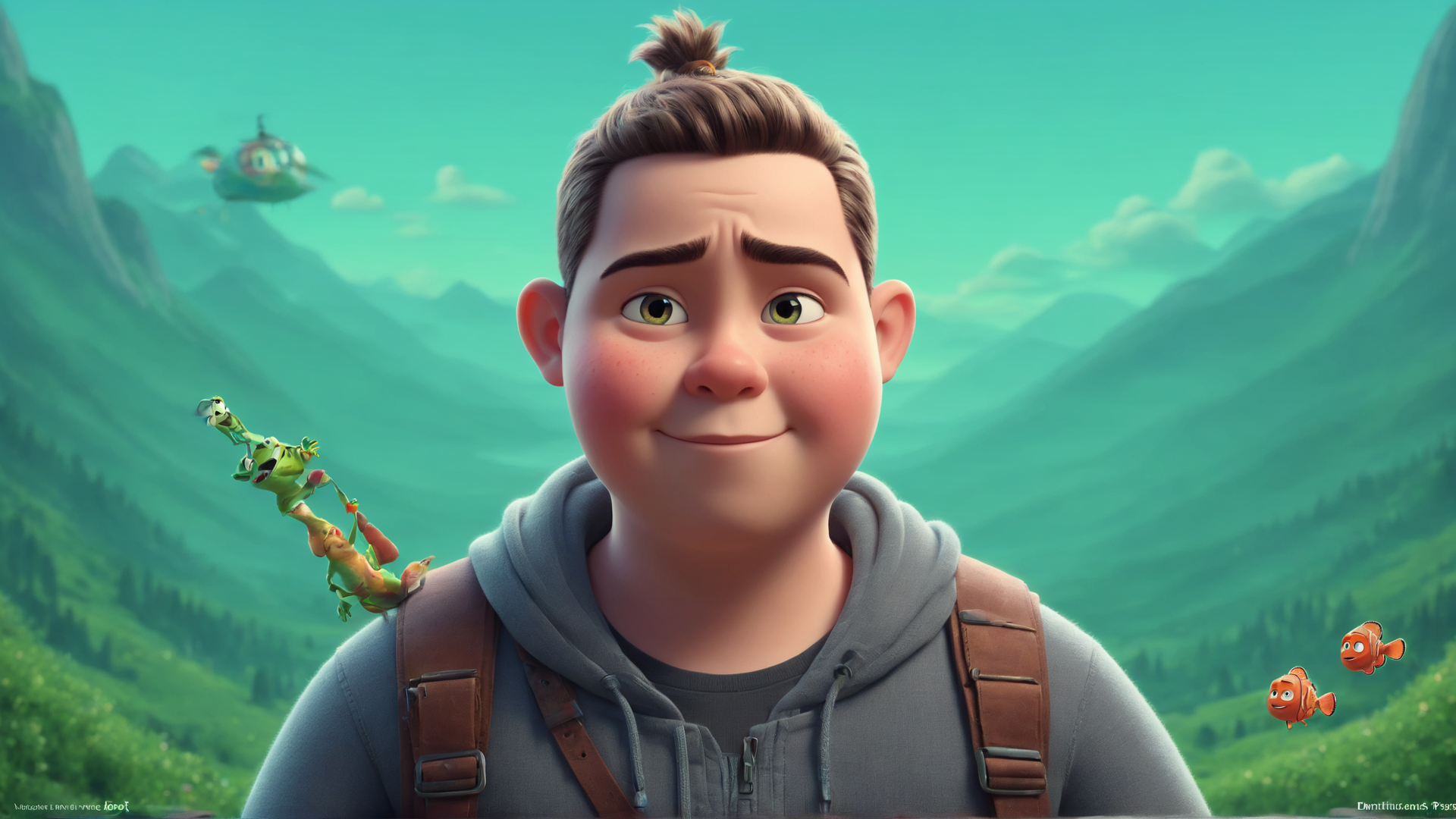 a charming boy in the style of Pixar