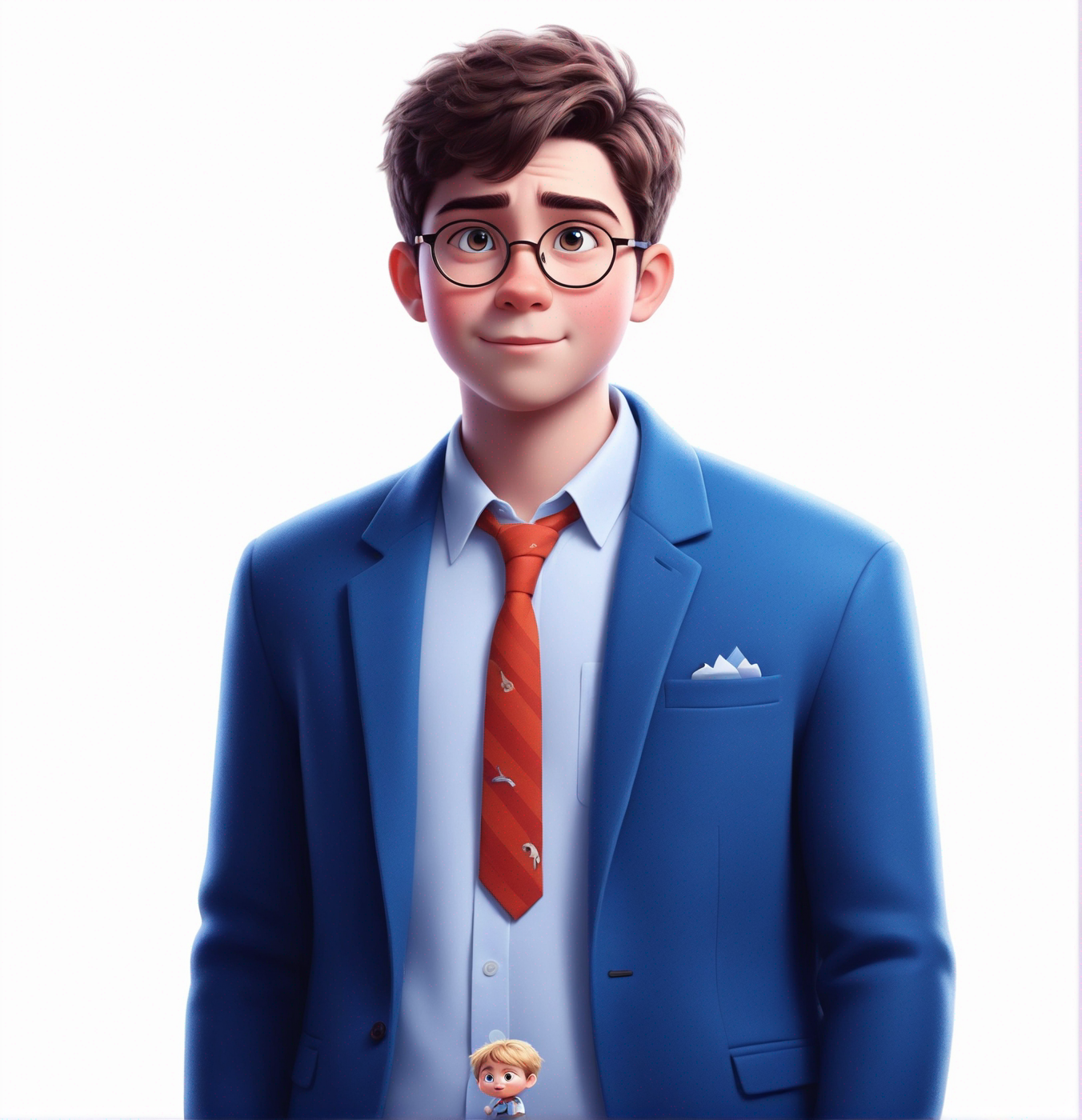 a cute boy in the style of Pixar, no poster, Portrait, no poster text, just illustration need