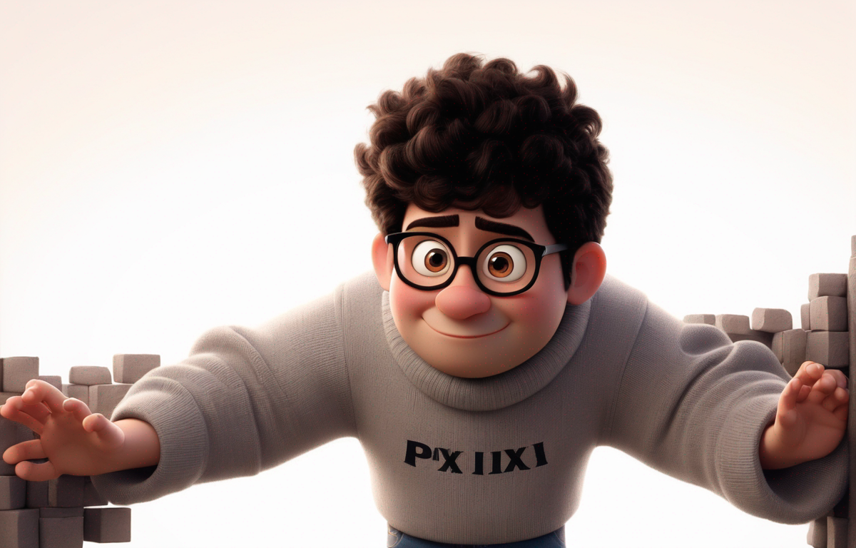 software developer in the style of pixar