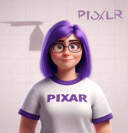 a bad girl in the style of Pixar, in the school