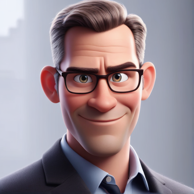 ai cartoon generator prompt a fit, professional business man in the style of Pixar, no poster, Portrait, no poster text