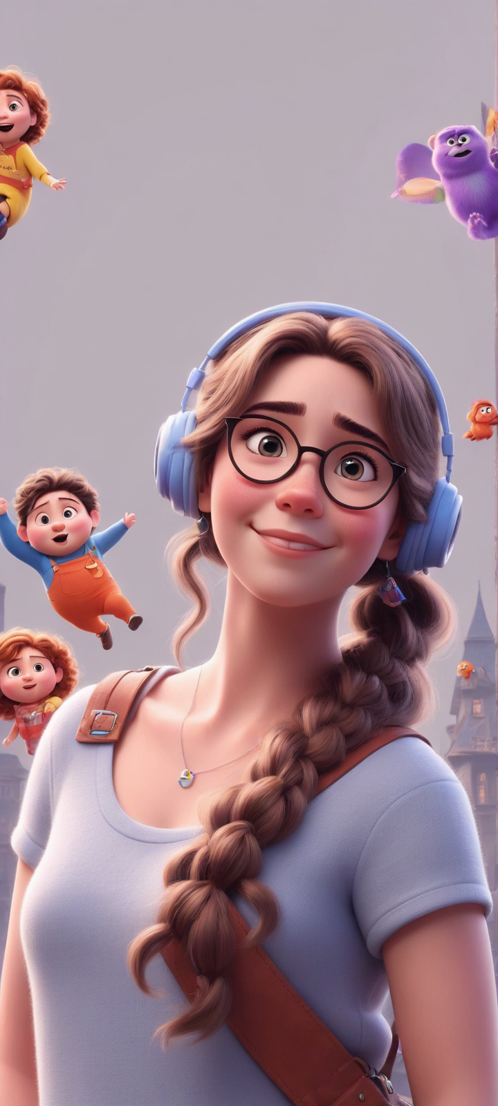 a cute girl in the style of Pixar