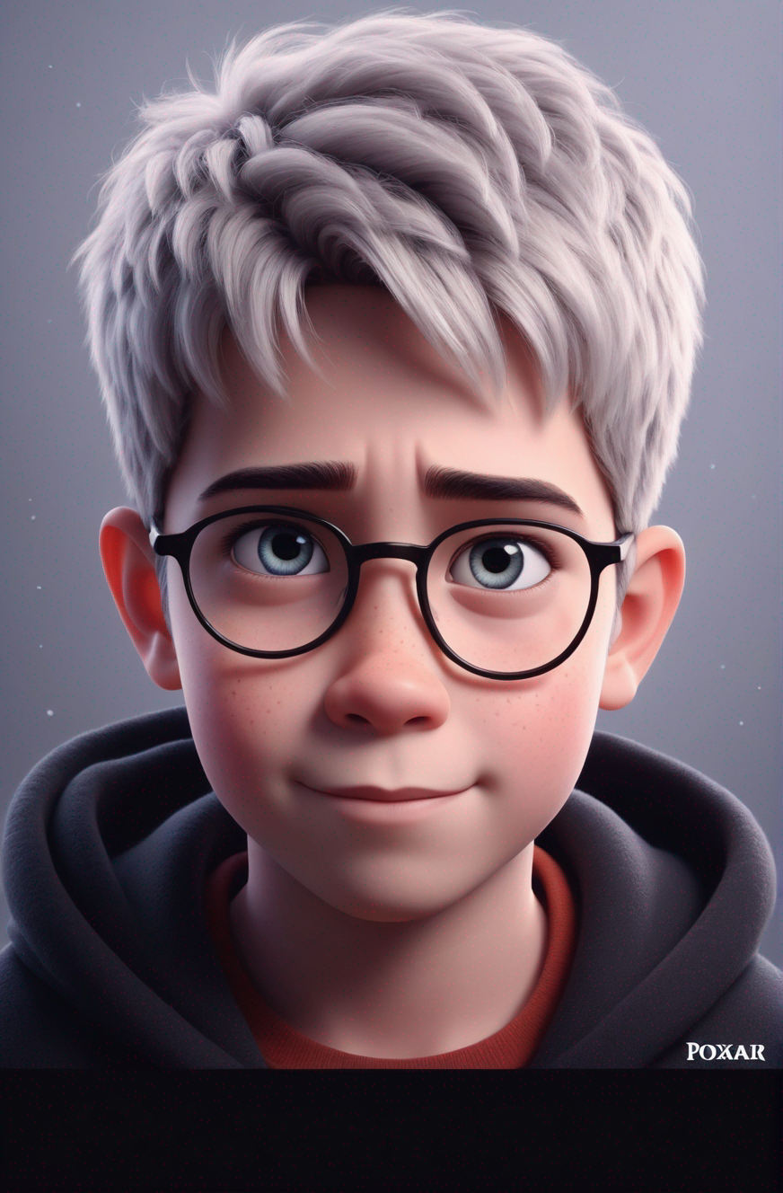 a cute boy in the style of Pixar, no poster, Portrait, no poster text 