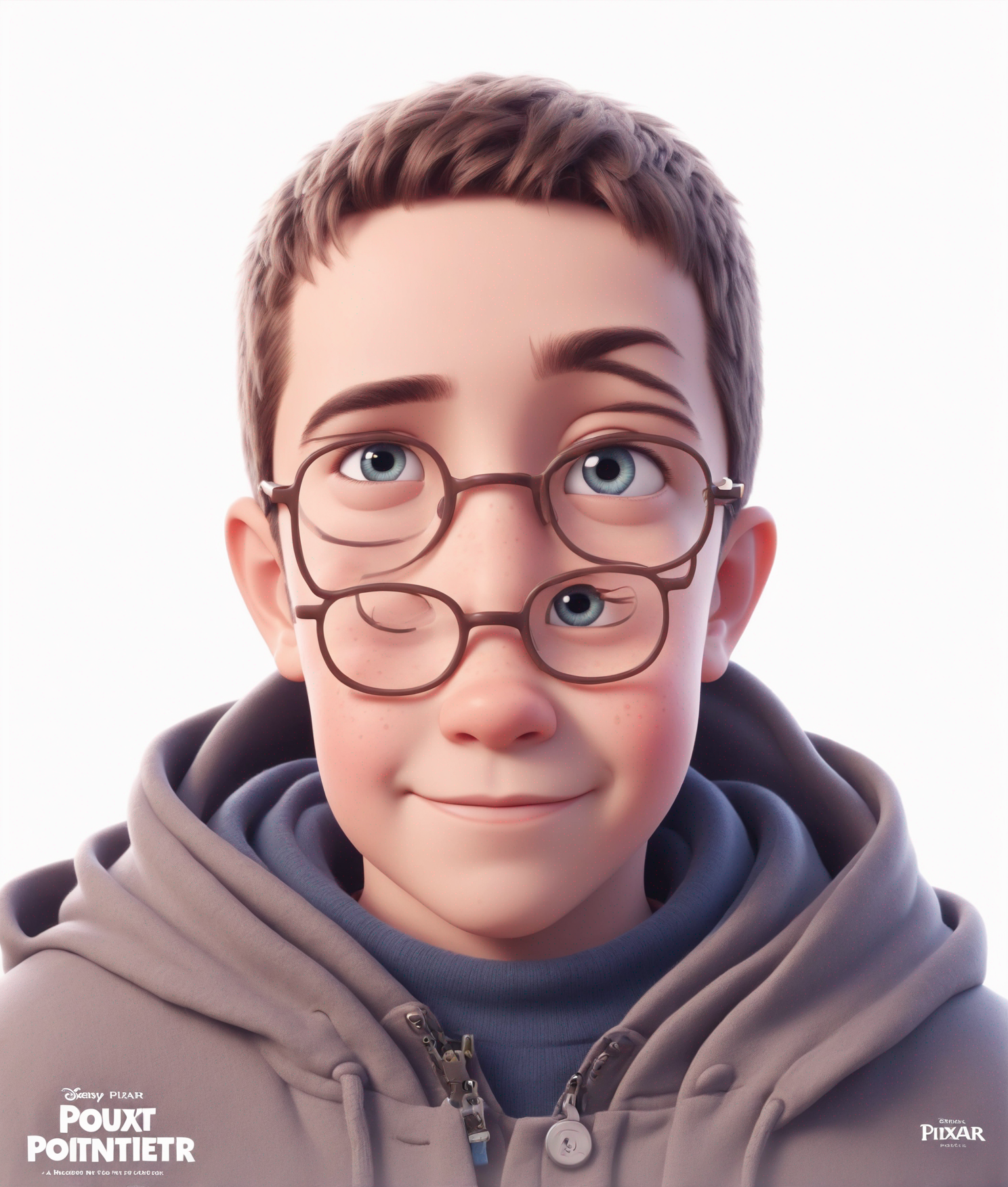 a cute boy in the style of Pixar, no poster, Portrait, no poster text 