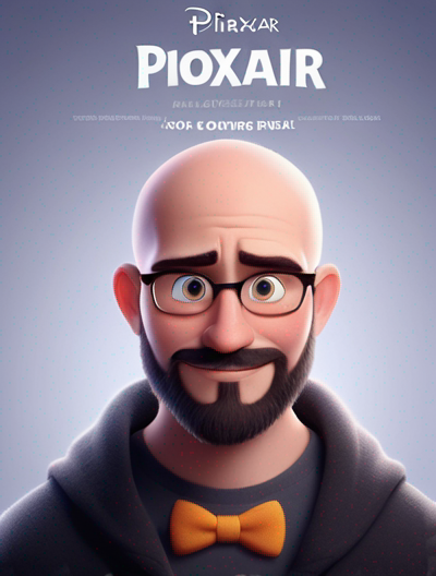 a cute man in the style of Pixar, no poster, Portrait, no poster text 