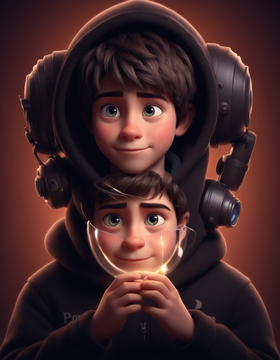 a cute boy in the style of Pixar, no poster, Portrait, no poster text 