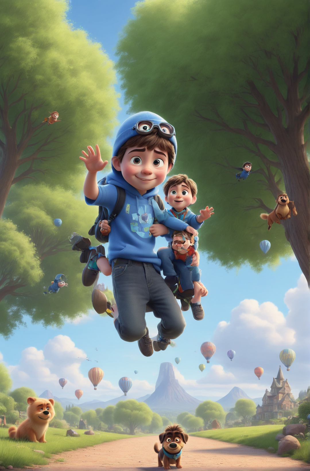 a cute boy in the style of Pixar, no poster, Portrait, no poster text 
