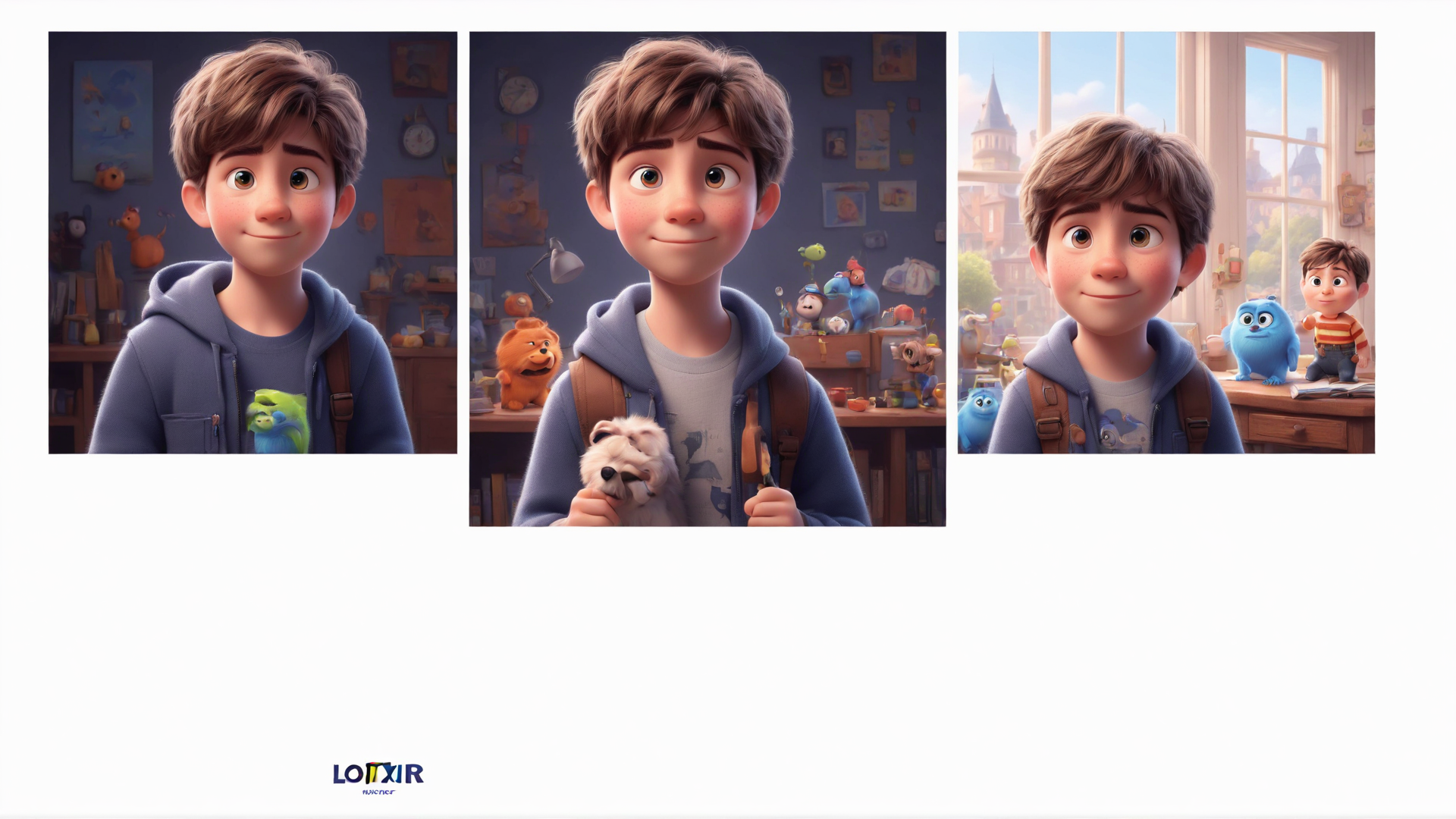 a cute boy in the style of Pixar, no poster, Portrait, no poster text 