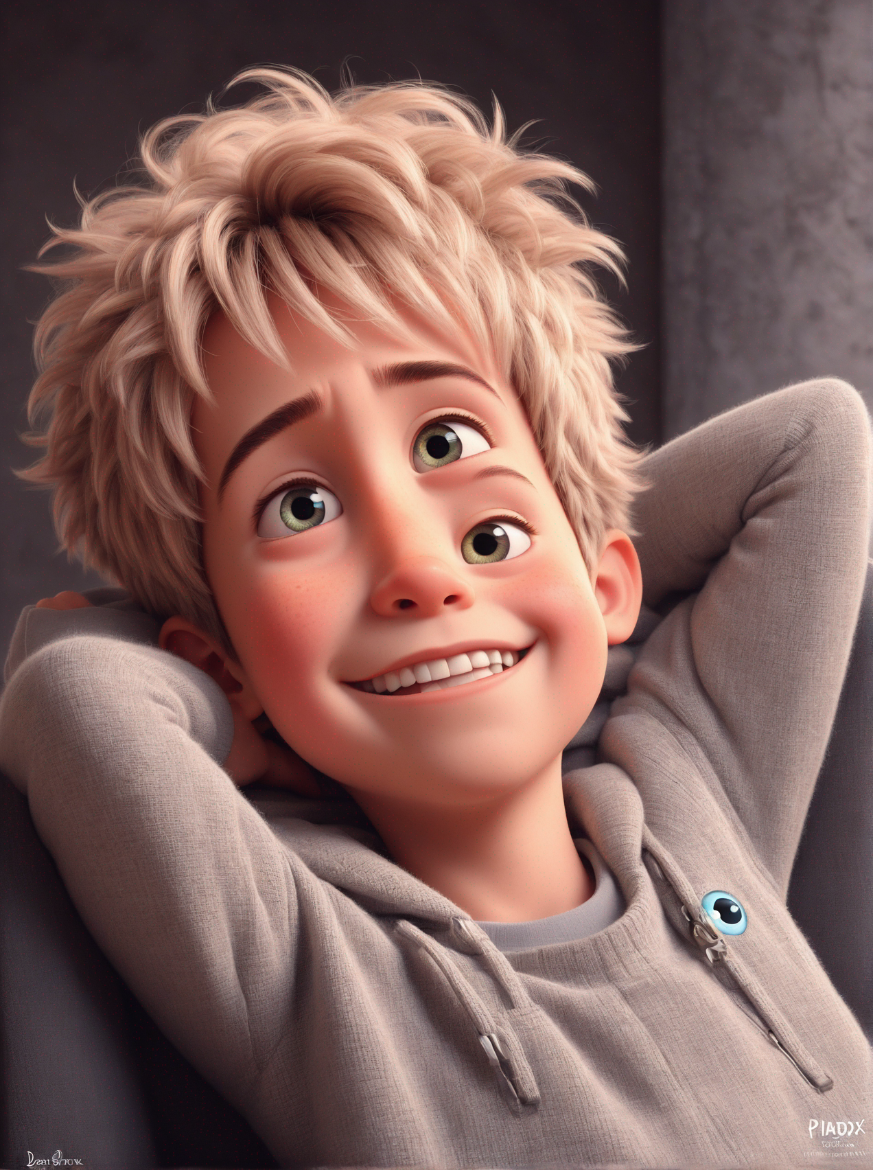 a cute boy in the style of Pixar, no poster, Portrait, no poster text 