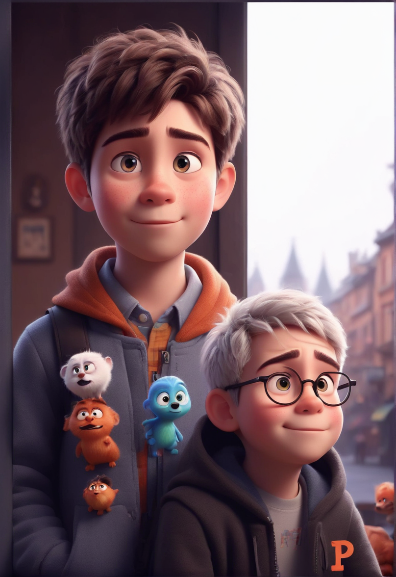 a cute boy in the style of Pixar, no poster, Portrait, no poster text 